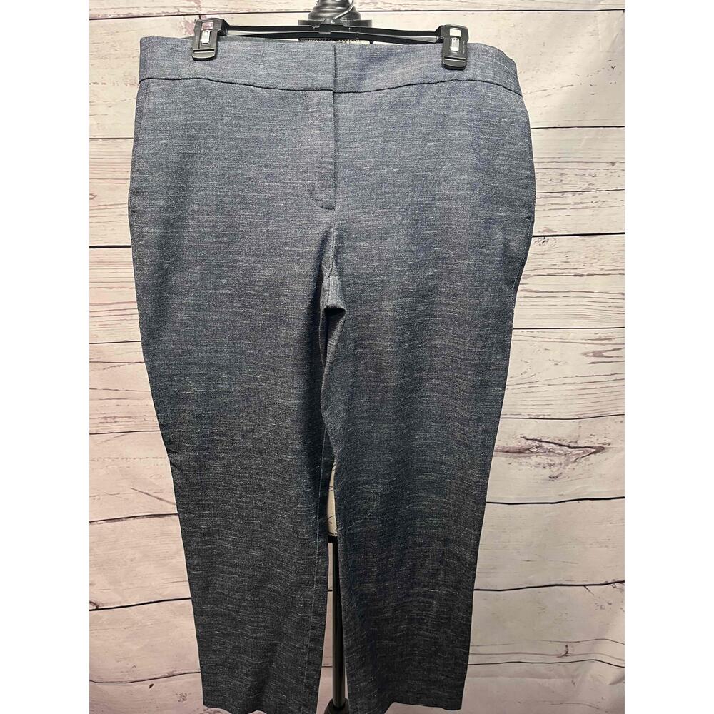 LOFT‎ Marisa Blue Pants Ankle Length Flat Front Charcoal No Pockets Size 12